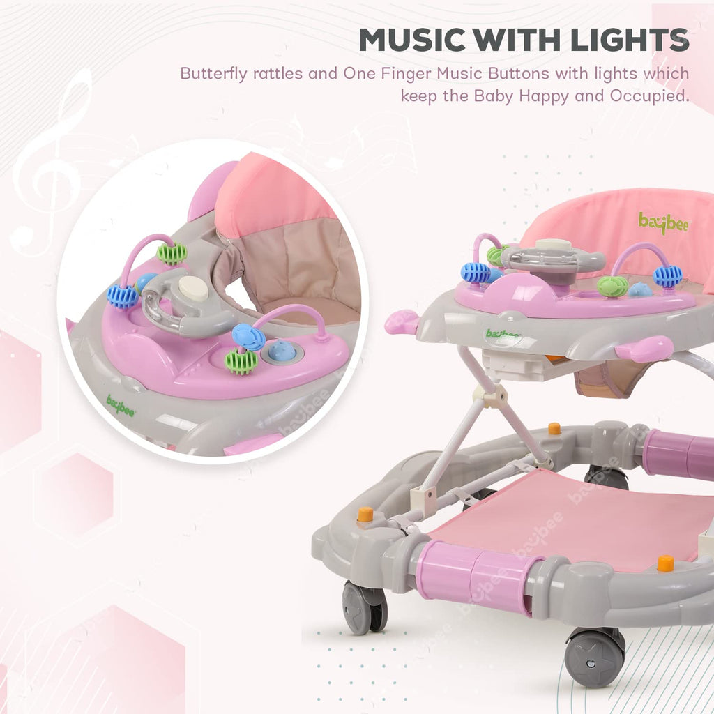 Baybee 2-in-1 Baby Walker with Rocker | 3 Height Adjustable, Foldable & Musical | Activity Walker for Babies 6-18 Months (Up to 10kg)