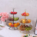 3-Tier Metal Fruit Basket – Countertop Storage Stand for Fruits, Veggies & Snacks (Black/Gold)