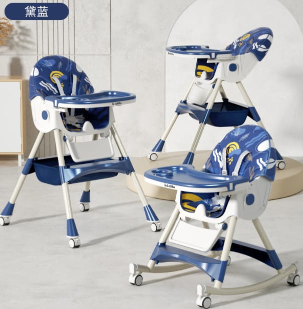 3-in-1 Convertible Baby High Chair | Foldable Rocking Chair with Lockable Wheels & Removable Trays | High Chair for Infants 3+ Months (Aden Green, Pink, Blue)
