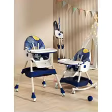 3-in-1 Convertible Baby High Chair | Foldable Rocking Chair with Lockable Wheels & Removable Trays | High Chair for Infants 3+ Months (Aden Green, Pink, Blue)
