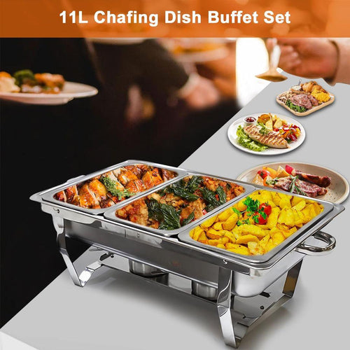 3-Pack Chafing Dish Buffet Set – Stainless Steel Food Warmer for Parties & Catering - LIFE STORES UGANDA