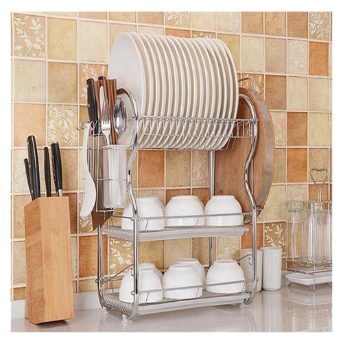 3-Tier Stainless Steel Dish Rack – Large Capacity Kitchen Dish Drainer - LIFE STORES UGANDA