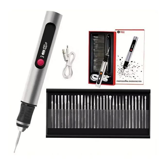 30-in-1 Digital Rechargeable Electric Engraving Pen Kit – Multi-Functional Cordless Engraver for Wood, Glass, Metal & Crafts