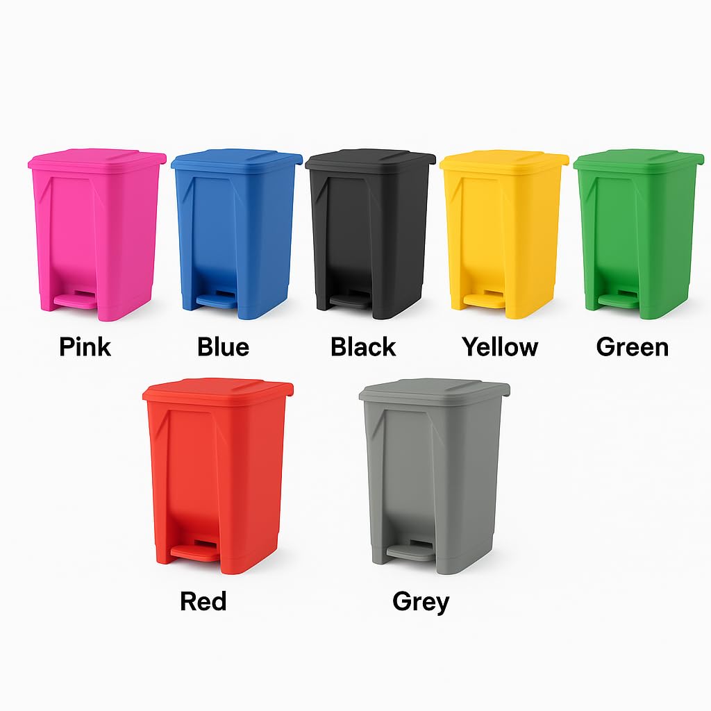 30L Pedal Trash Bin – Durable Plastic Dustbin with Lid, Hands-Free Foot Pedal Waste Bin for Kitchen & Office