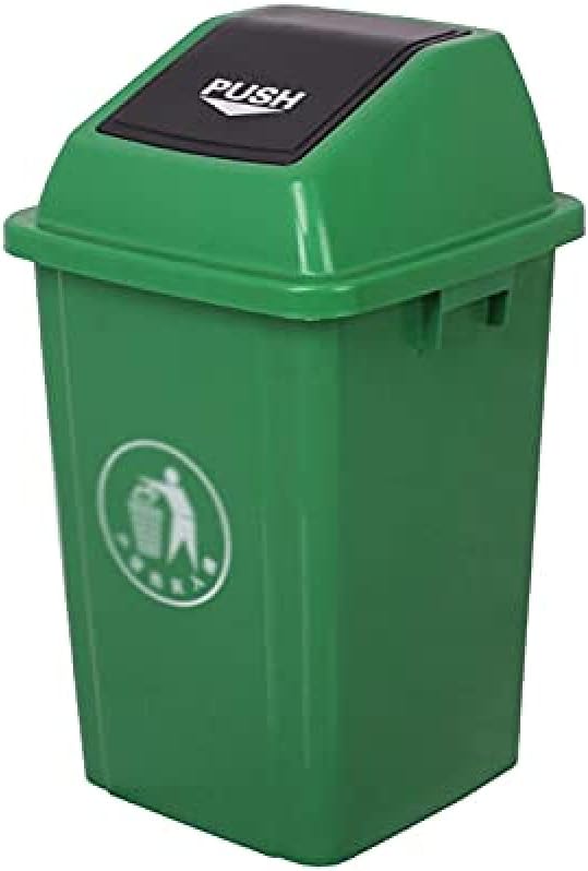 30L Slim Trash Bin with Lid – Plastic Push-Top Garbage Can, Space-Saving Household & Recycling Bin