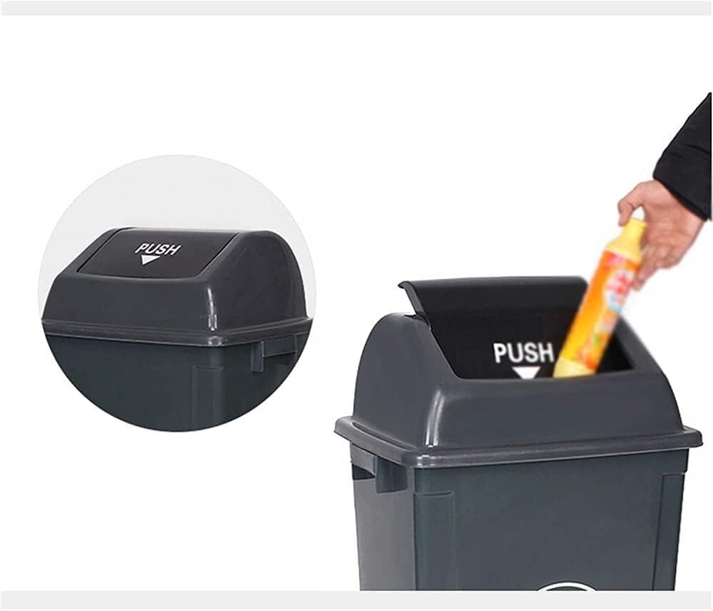30L Slim Trash Bin with Lid – Plastic Push-Top Garbage Can, Space-Saving Household & Recycling Bin