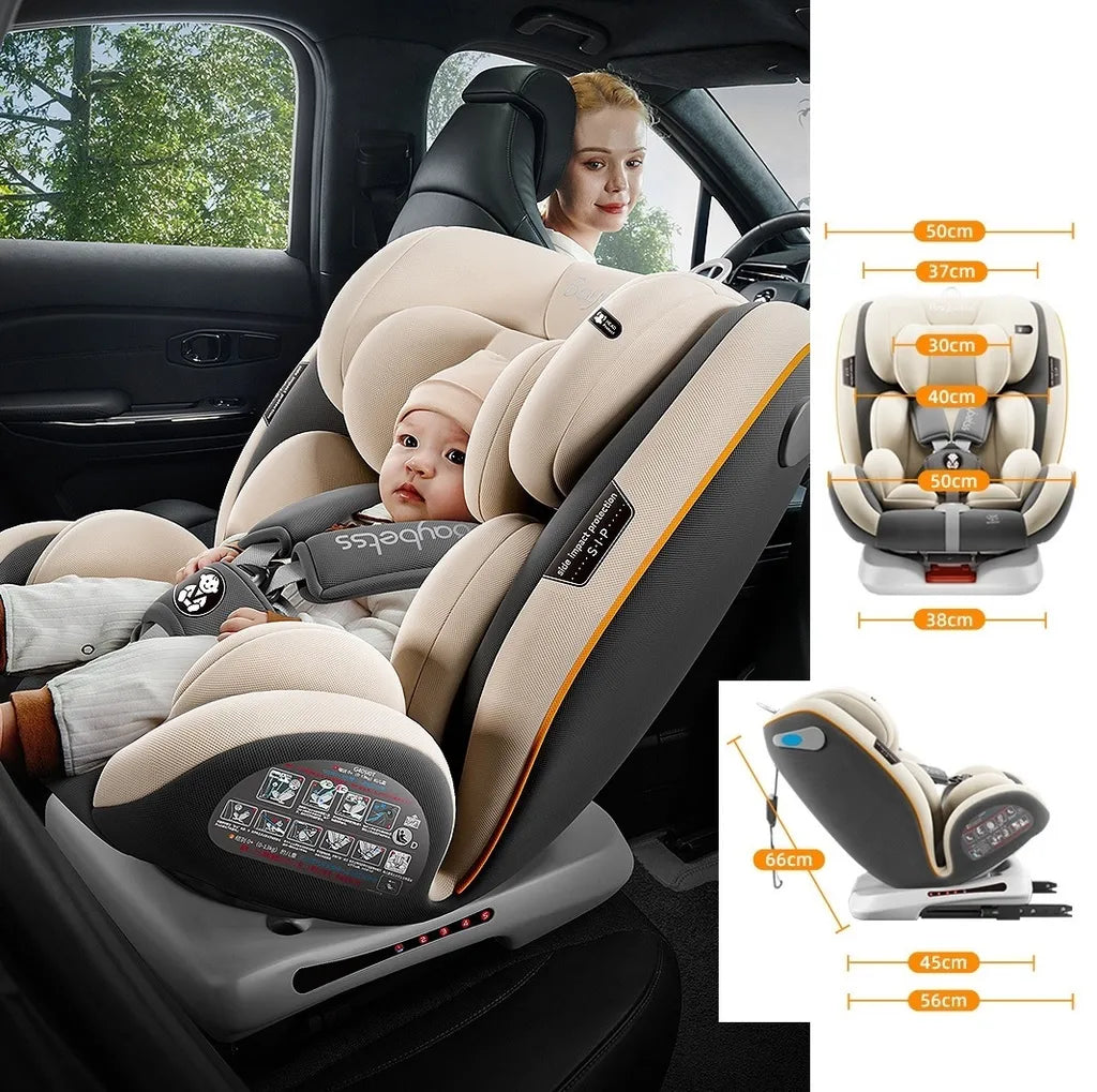 360° Rotating Isofix Baby Car Seat | For Newborn to 10 Years (0-36kg) | 3-Position Recline, Thick Cushion, Easy Belt Tightening, 5-Year Warranty
