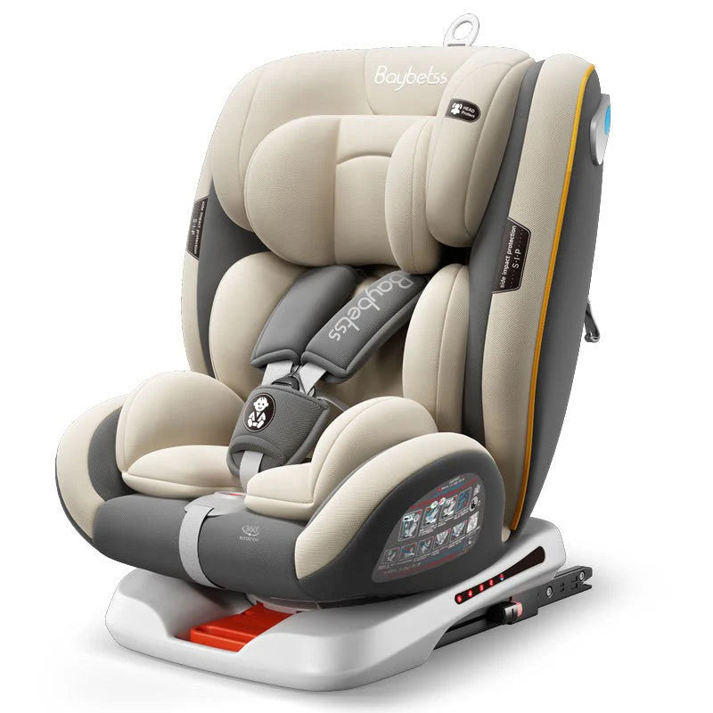 360° Rotating Isofix Baby Car Seat | For Newborn to 10 Years (0-36kg) | 3-Position Recline, Thick Cushion, Easy Belt Tightening, 5-Year Warranty
