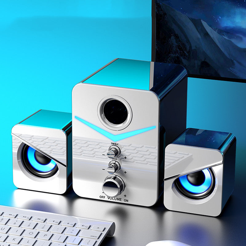 Universal Bluetooth Desktop Speaker – LED Light, Treble Control, & Independent Bass Unit - LIFE STORES UGANDA