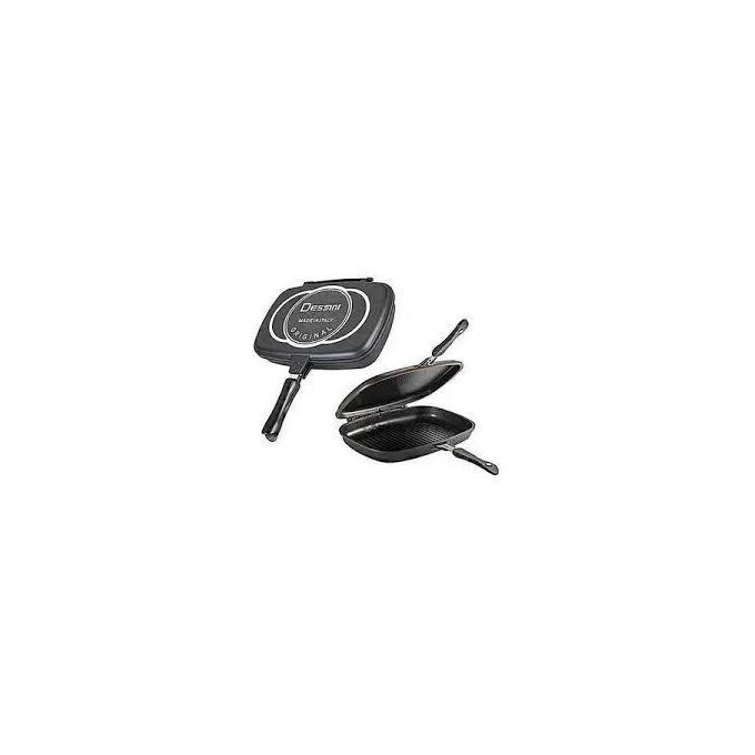 36cm Double-Sided Grill Pan – Non-Stick Die-Cast Aluminium, Smokeless Even Heat Cooking, All Cooktops