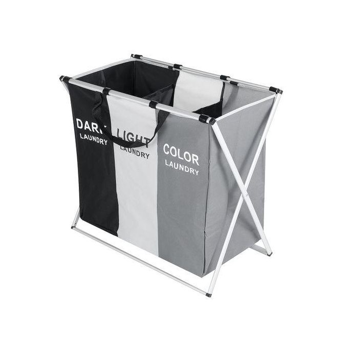 3-Section Laundry Basket – Foldable Hamper with Waterproof Oxford Bags
