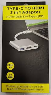 Type-C to HDMI 4K 3-in-1 Multiport Adapter – USB-C Hub for Display, Data, and Charging