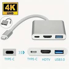 Type-C to HDMI 4K 3-in-1 Multiport Adapter – USB-C Hub for Display, Data, and Charging