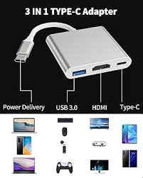 Type-C to HDMI 4K 3-in-1 Multiport Adapter – USB-C Hub for Display, Data, and Charging
