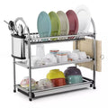 3-Layer Stainless Steel Dish Rack – Space-Saving Counter Organizer, Easy Drying, Fits 20 Plates