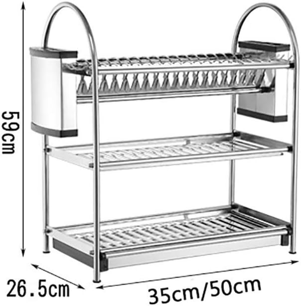 3-Layer Stainless Steel Dish Rack – Space-Saving Counter Organizer, Easy Drying, Fits 20 Plates