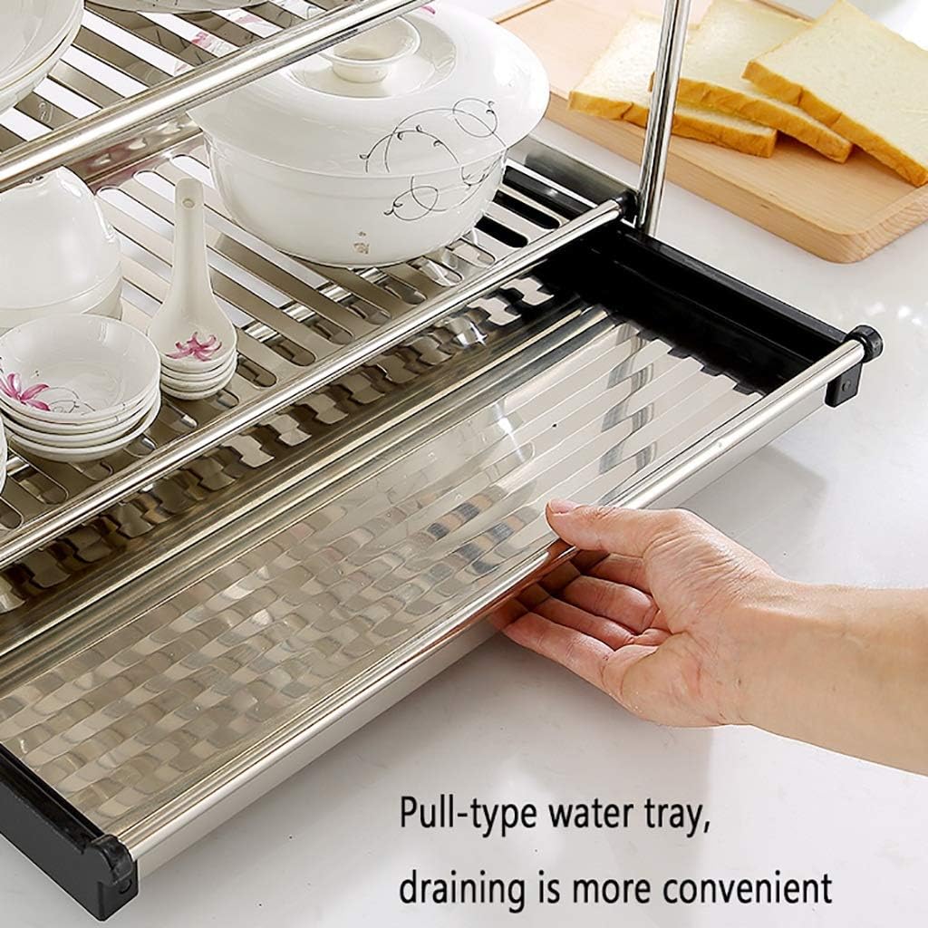 3-Layer Stainless Steel Dish Rack – Space-Saving Counter Organizer, Easy Drying, Fits 20 Plates