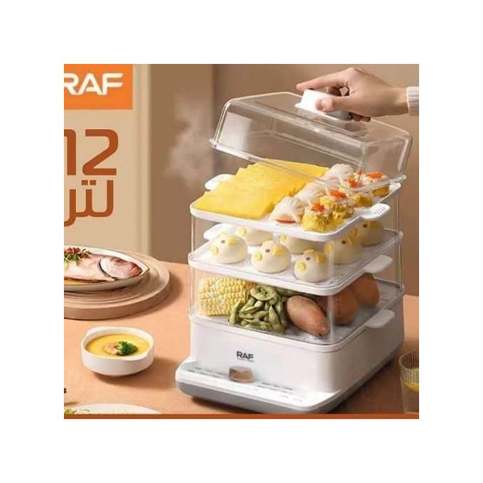 3-Tier Electric Food Steamer Pot | 12L Stainless Steel with Timer & Display
