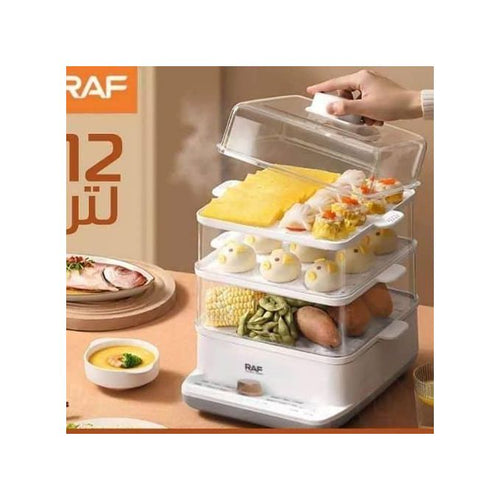 3-Tier Electric Food Steamer Pot | 12L Stainless Steel with Timer & Display