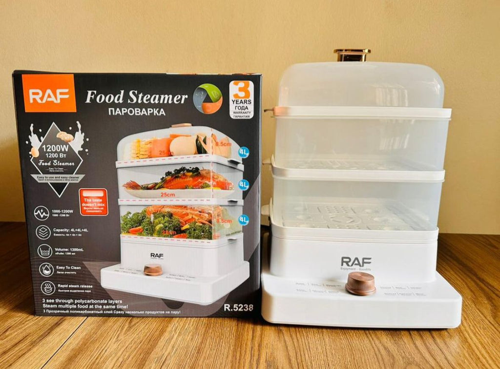 3-Tier Electric Food Steamer Pot | 12L Stainless Steel with Timer & Display