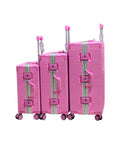 3Pcs Aluminum Frame Luggage Set Black, 20 24 28 Inch Hardshell Suitcases with TSA Lock