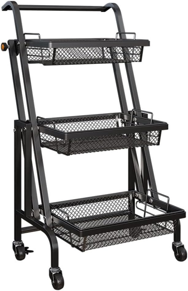 3-Tier Rolling Utility Cart – Multi-Angle Adjustable, Lockable Wheels, Heavy-Duty Storage for Kitchen, Bathroom & More