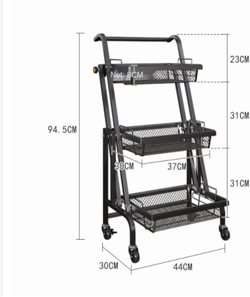 3-Tier Rolling Utility Cart – Multi-Angle Adjustable, Lockable Wheels, Heavy-Duty Storage for Kitchen, Bathroom & More
