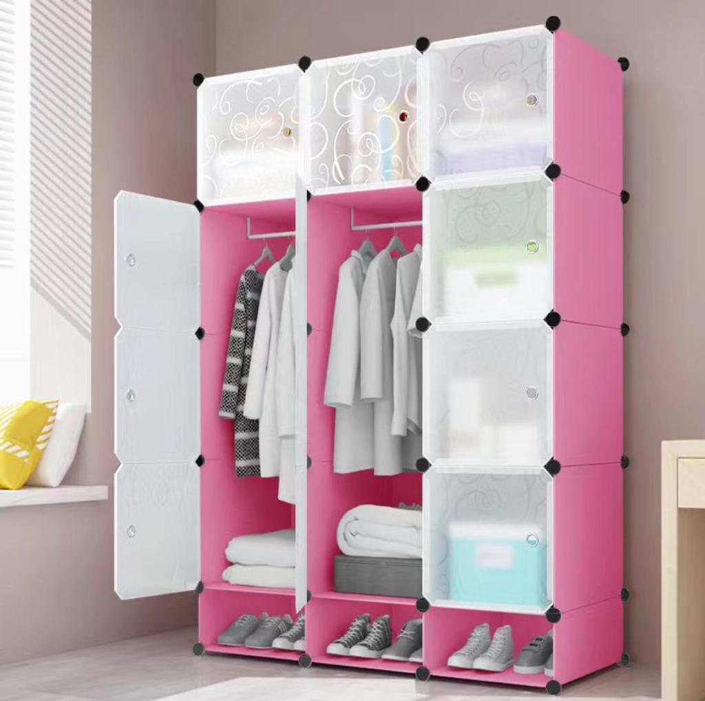 3-Column Plastic Closet Organizer - Large Capacity Waterproof Wardrobe with Easy Assembly
