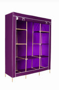 3-Column Wooden Frame Wardrobe - Solid Wood Closet Organizer with Adjustable Shelves
