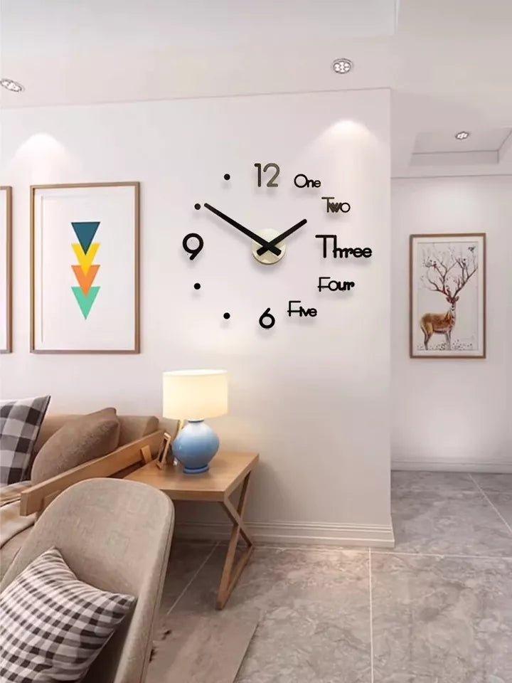 3D Wall Clock – DIY Large Sticker Clock for Home & Office Décor - LIFE STORES UGANDA