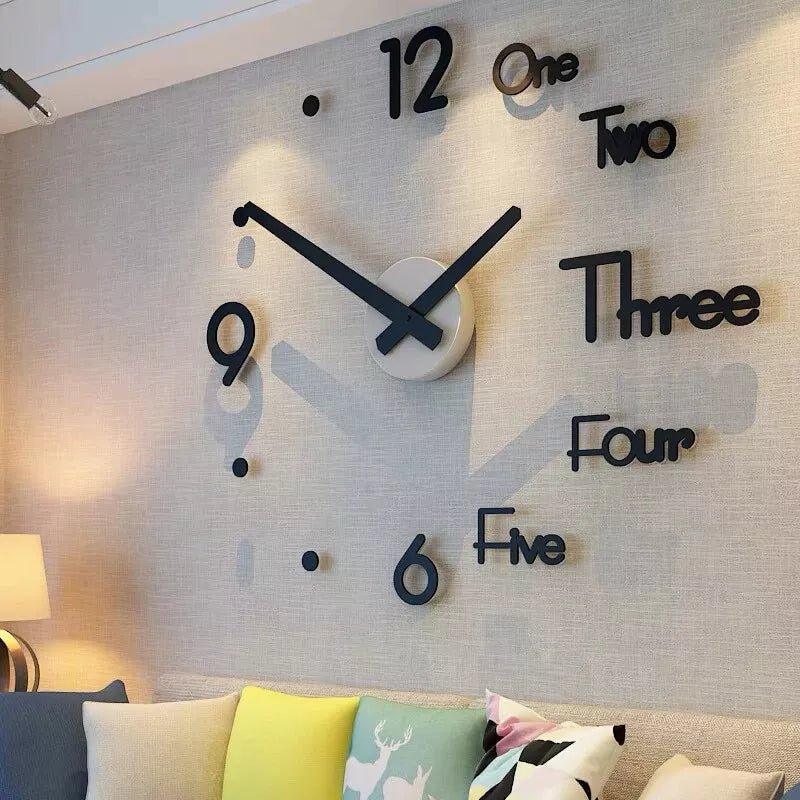 3D Wall Clock – DIY Large Sticker Clock for Home & Office Décor - LIFE STORES UGANDA