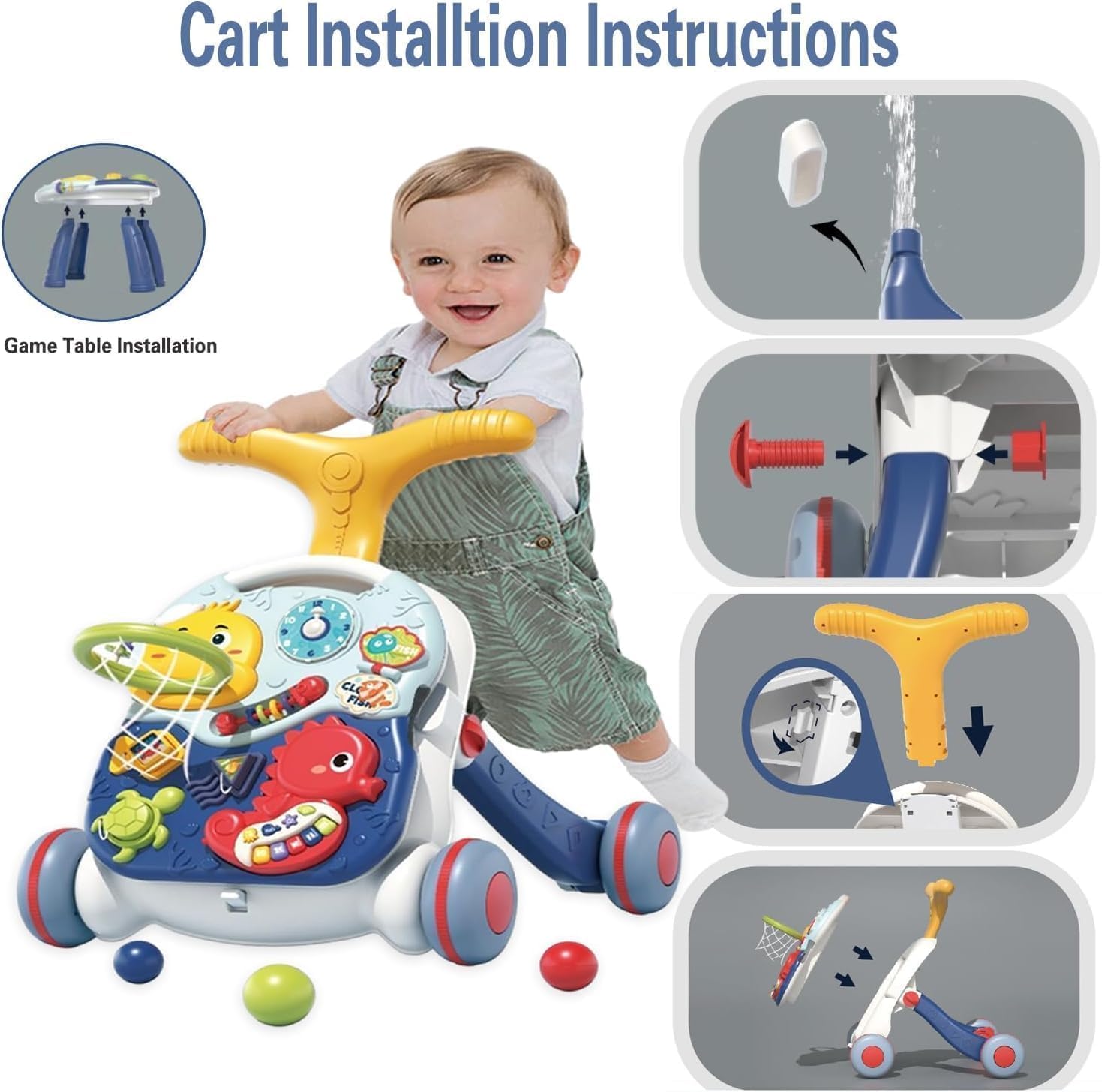 3-in-1 Baby Walker & Activity Center | Push Walker, Activity Table & Learning Center | Toy for Standing, Walking & Play (6+ Months)