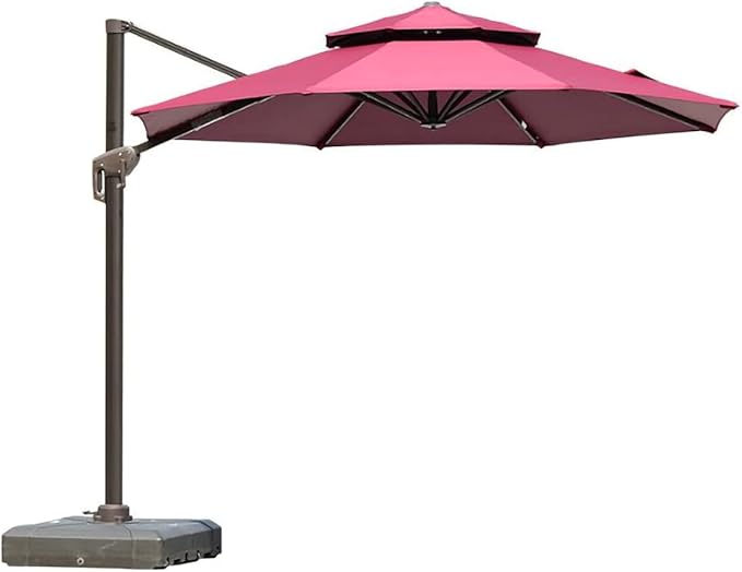 3M Adjustable Cantilever Garden Umbrella with 100L Water Base – 360° Rotating Outdoor Parasol UV Protection