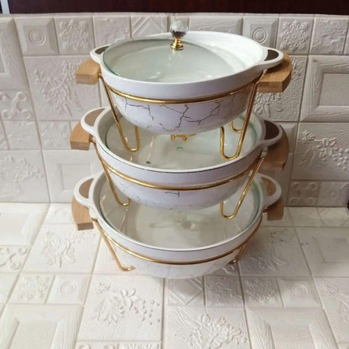 3PCS Ceramic Serving Dishes – Elegant & Durable Dinnerware Set - LIFE STORES UGANDA