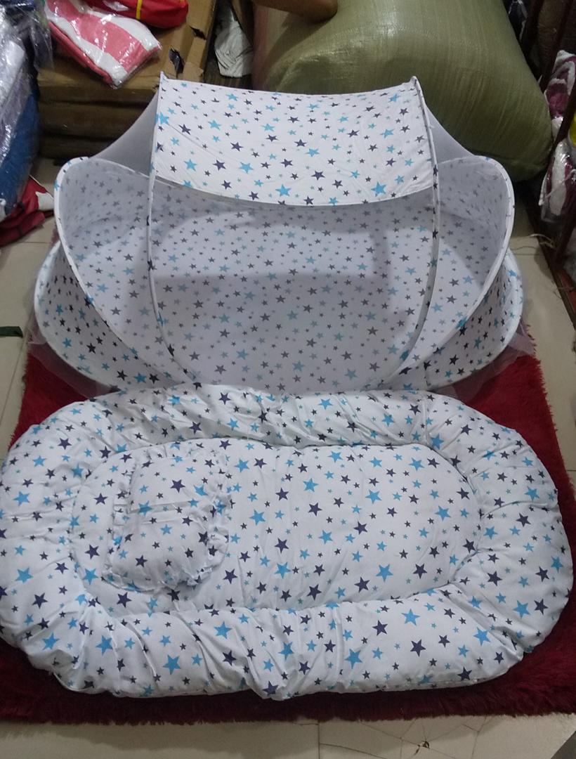 Firststep Pink Baby Mosquito Net 3x2 - Newborn Combo with Cotton Bed, Suitable for 0-3 Months, Soft & Skin-Friendly