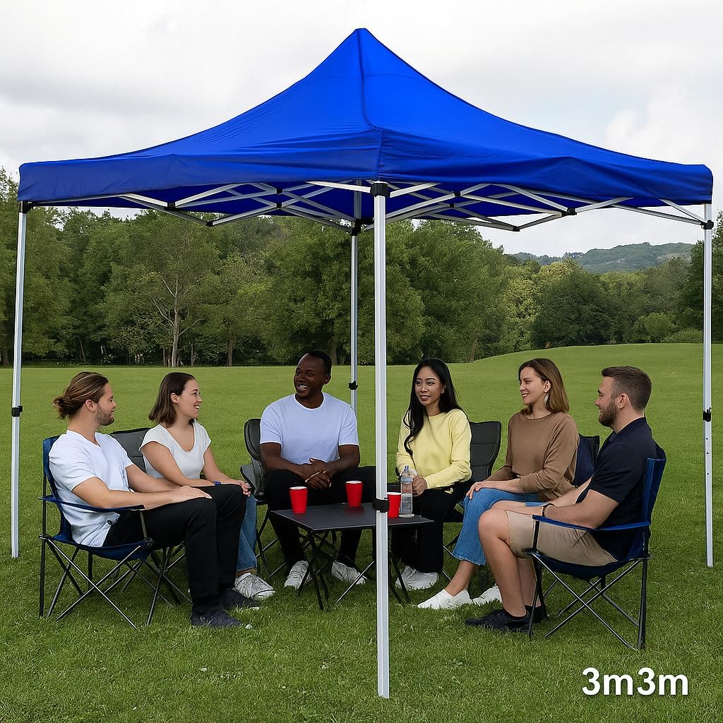 3x3m Pop-Up Gazebo Tent Waterproof Folding Canopy with Carry Bag – Outdoor Event, Garden & Camping Shelter (Blue)