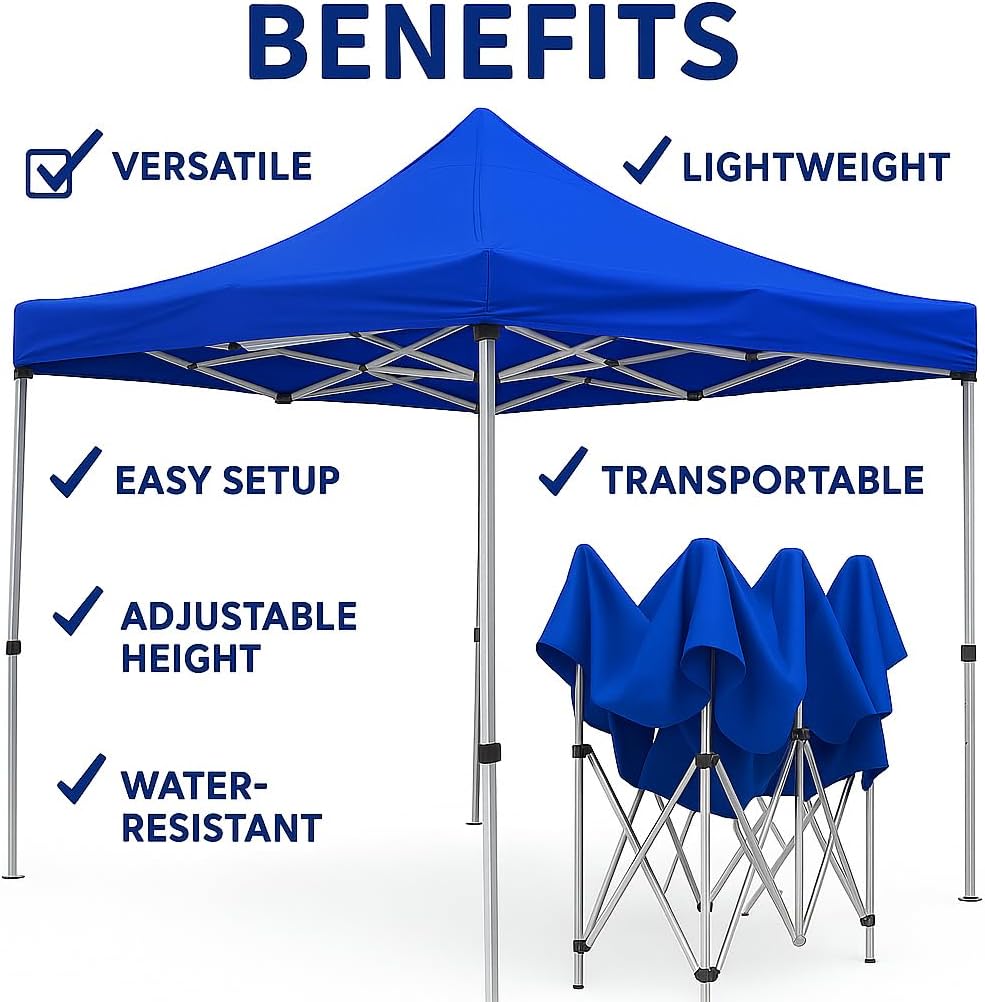 3x3m Pop-Up Gazebo Tent Waterproof Folding Canopy with Carry Bag – Outdoor Event, Garden & Camping Shelter (Blue)