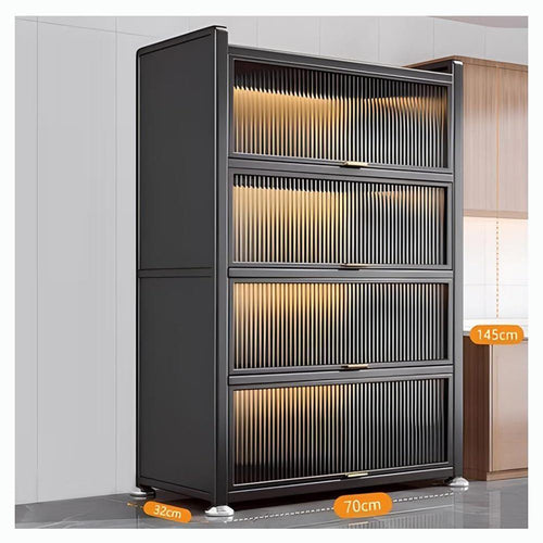 4-Layer Metal Freestanding Cupboard – Black Kitchen Storage Organizer & Cabinet (70x32x145cm) - LIFE STORES UGANDA