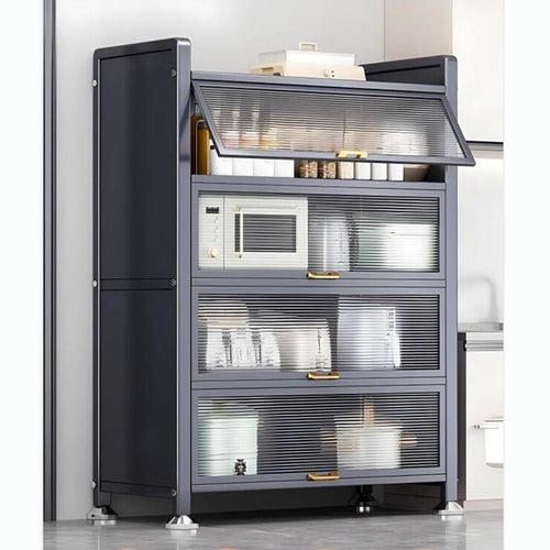 4-Layer Metal Freestanding Cupboard – Black Kitchen Storage Organizer & Cabinet (70x32x145cm) - LIFE STORES UGANDA