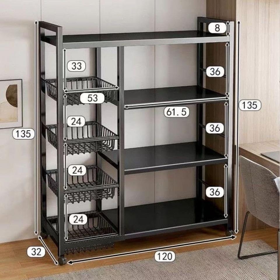 4-Tier Kitchen Storage Microwave Rack – Mobile & Space-Saving Organizer - LIFE STORES UGANDA
