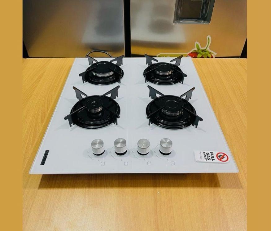 Luxell LX-40 TSHDF 4 Burner Glass Desktop Gas Cooker – White - LIFE STORES UGANDA