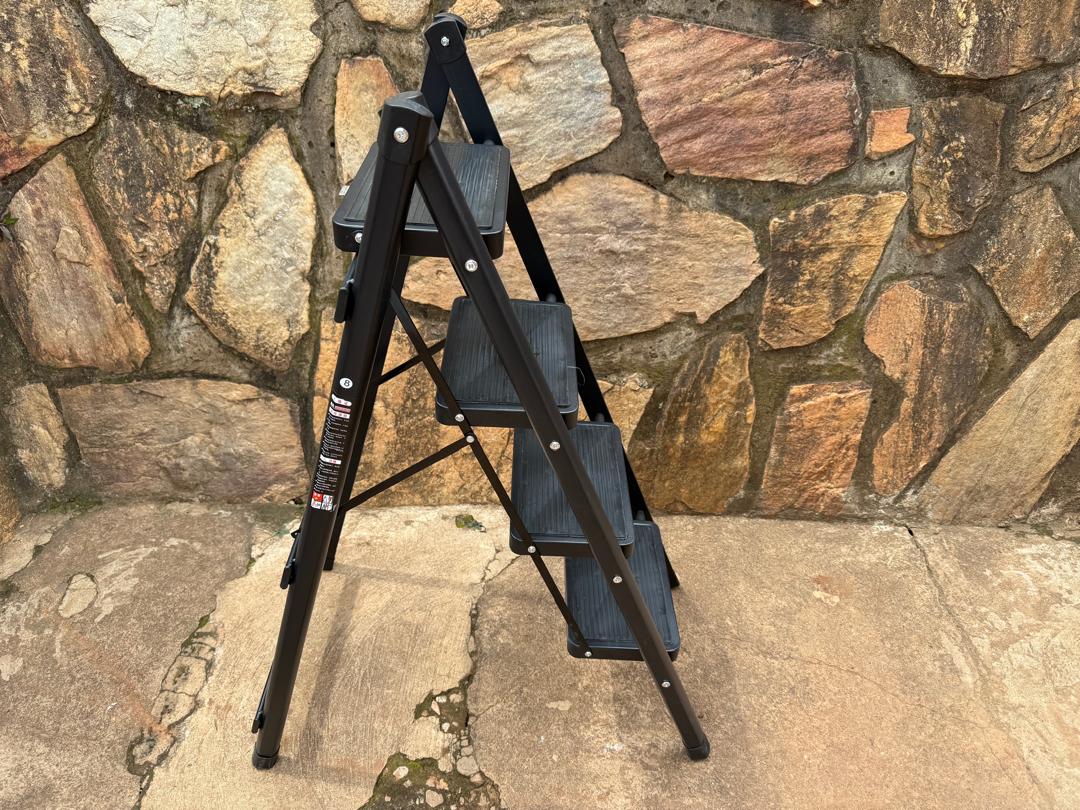 FoldEase Herringbone Step Ladder | Household Aluminum Alloy 4 TIER  Folding Ladder, 150kg Capacity