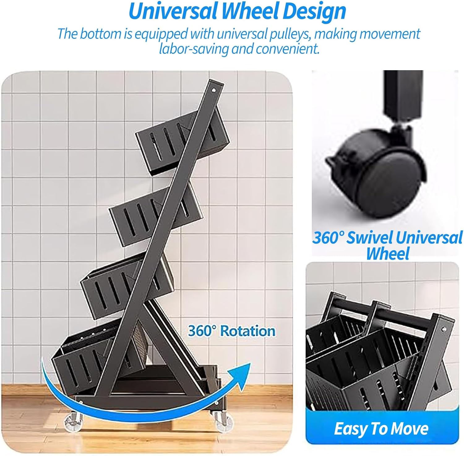4-Tier Fruit & Vegetable Storage Rack – Multi-Purpose Organizer with Wheels
