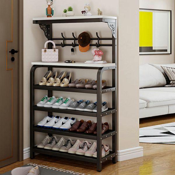 Modern Metal Shoe Rack with Shelves - 31"L x 11"W x 51"H (Black/Gray) - LIFE STORES UGANDA