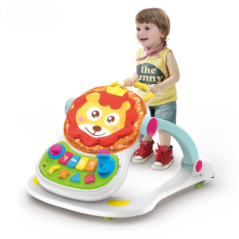 4-in-1 Musical Learning Baby Walker | Multifunctional Stroller with Parts, Lights & Sounds | Activity Walker for Toddlers