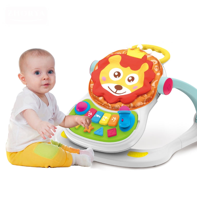 4-in-1 Musical Learning Baby Walker | Multifunctional Stroller with Parts, Lights & Sounds | Activity Walker for Toddlers