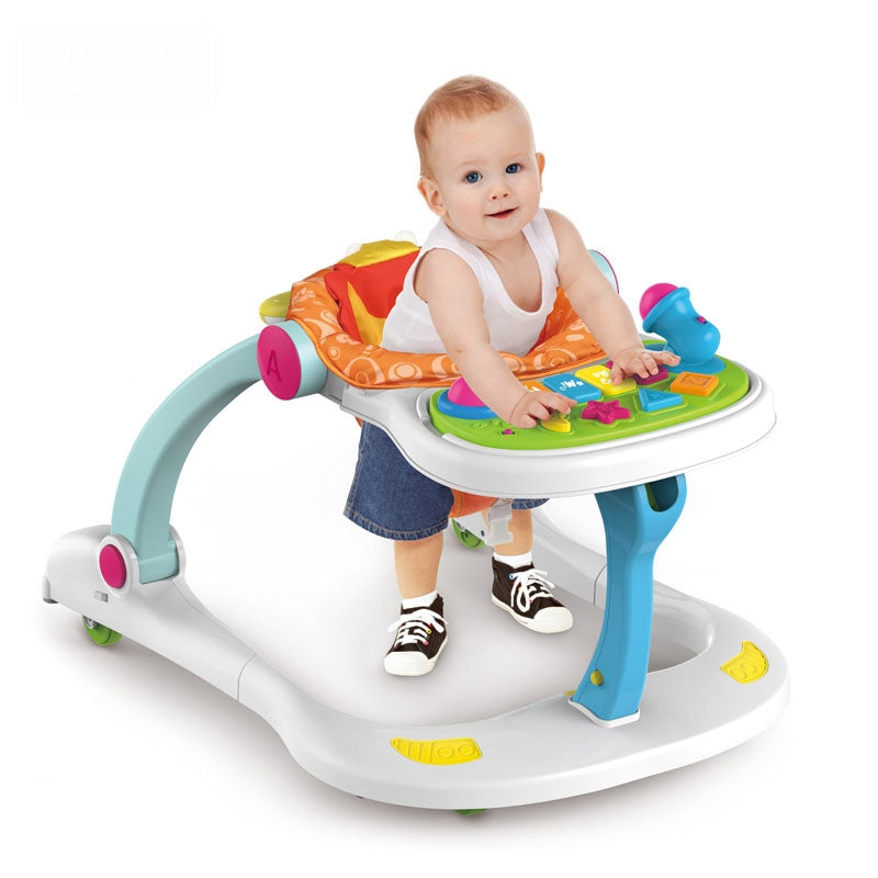 4-in-1 Musical Learning Baby Walker | Multifunctional Stroller with Parts, Lights & Sounds | Activity Walker for Toddlers