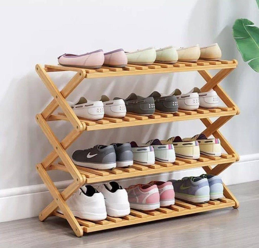 4-Tier Bamboo Shoe Rack – Stylish & Sustainable Home Organization - LIFE STORES UGANDA
