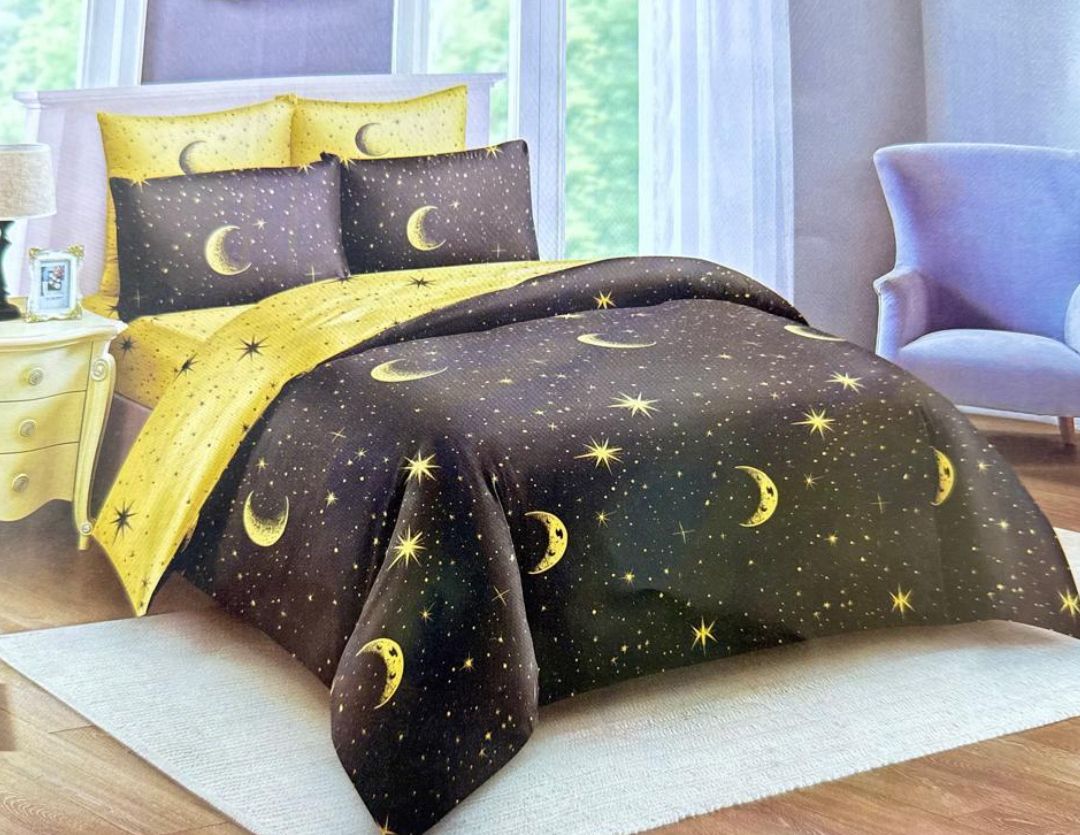 4-Pcs Duvet Set 5x6 with 2 Pillows, 1 Bedsheet & 1 Duvet Cover - Complete Bedding Package