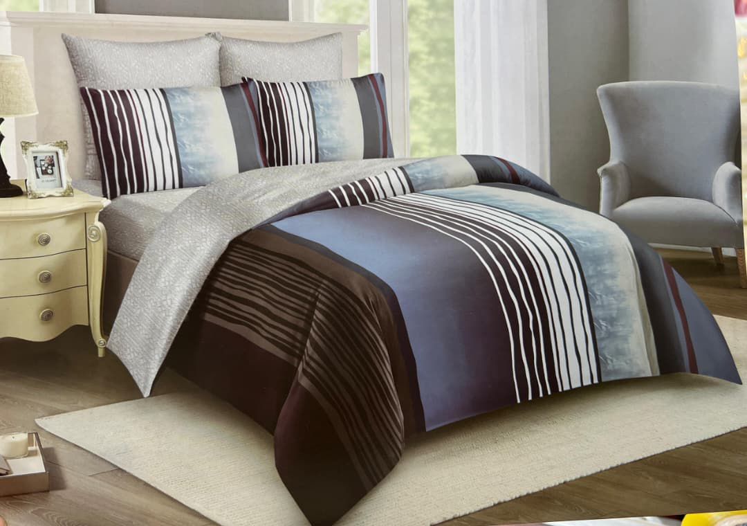4-Pcs Duvet Set with 2 Pillows, 1 Bedsheet & 1 Duvet Cover - Complete Bedding Package